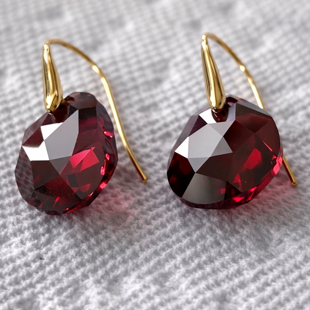 Rare Authentic Swarovski Ruby Galet Drop Earrings… - image 7